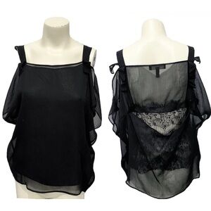 Jessica Simpson Black Sheer Ruffled Blouse